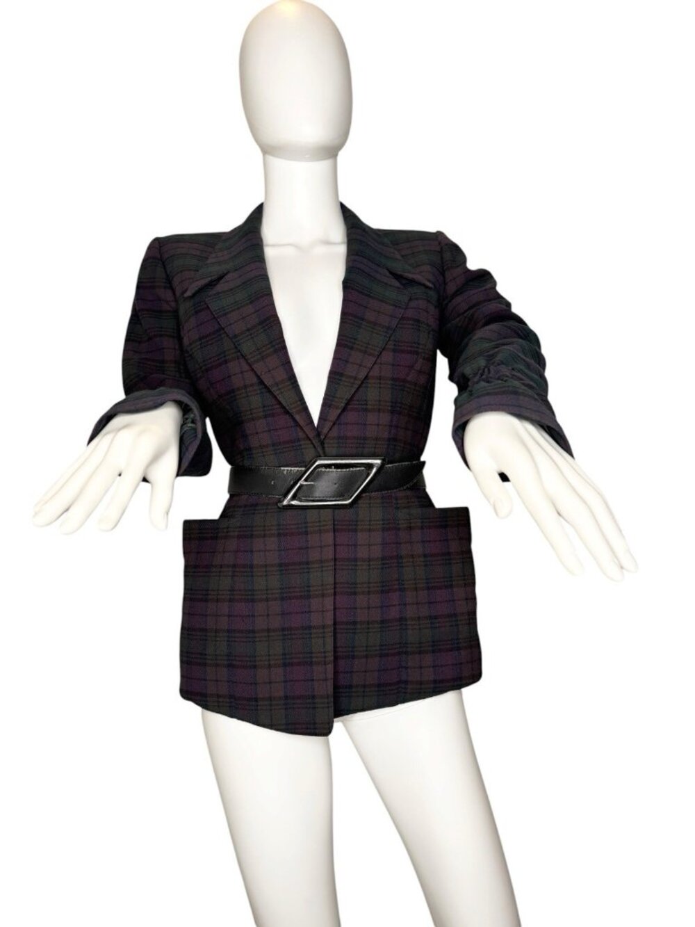 Thierry Mugler Paris Size 36 S 1980s Tartan Wool Jacket
